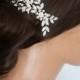 Wedding Hair Accessory Crystal Leaf Comb Rhinestone Silver Vine Bridal Hair Comb White Ivory Pearl NEVE