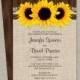 Rustic Sunflowers Engagement Party Invitation, DIY Printable Country Western Invitations, Burlap Engagement Invitation Cards