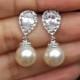 round cream pearl earrings drop earring bridal pearl earring bridesmaid gift wedding earring