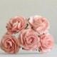 35mm Pale Pink Paper Flowers (5pcs) - Mulberry paper roses with wire stems - Ideal for wedding decoration [124]