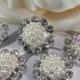 5 Pearl Cluster Flatback Rhinestone Silverplate Round Metal Craft Buttons Wedding Bouquet Invitation Clear Crystal DIY Supplies