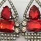 Red Grey Stones Beaded Geometric Stud Fashion Earrings 2015, Girls Prom Earrings