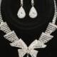 Crystal Beaded Trigonal Wedding Necklace Earrings Set,Bridemaid Prom Jewelry Set