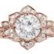 Lilly Rose Flower Diamond Engagement Ring, unique engagement ring, diamond engagement ring, leaf ring