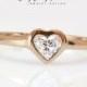 Rose Gold Heart Shape Diamond Solitaire Bezel Setting Engagement Ring - HANDMADE - Silly Shiny Diamonds