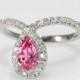 Pink Sapphire Peare Shaped Engagement Ring "Bliss" Gemstone Pink Engagement Ring- Handmade by Silly Shiny Diamonds