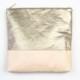 ESSENTIAL Fold Clutch. Leather and Linen Clutch. Gold Linen Clutch. Gold Wedding Clutch