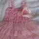 Flower Girl Dress Pink,Country Flower Girl Dress, Pink Rustic Wedding Dress,Chiffon Flower Girl Dress, Lace Flower Girl Dress,First Birhday