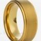 Satin Tungsten Wedding Band,18k Yellow Gold,Tungsten Wedding Ring,Anniversary Band,Handmade,Engagement Ring,His,Hers,7mm