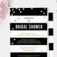Printable Bridal Shower Invitation  // Black Stripes and Gold Dots  // Editable Instant Download