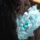 DOG FLOWER COLLAR - Blue Satin tie with Blue flowers,Pet Wedding,Ties on, Pet Flower Dog Wedding, Pet Corsage, Dog flower , Dog Bow