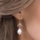 Natural Pearl earrings, Freshwater pearl drop earrings, bridal jewelry, sterling silver, LOTUS EARRINGS, Real pearl earrings