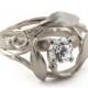 Leaves Engagement Ring - 18K White Gold and Diamond engagement ring, engagement ring, leaf ring, filigree, antique,art nouveau,vintage