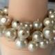 Chunky Ivory Pearl bracelet on gold chain- bridesmaid jewelry, wedding jewelry