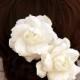 Silk Doupioni Bridal Headpiece, Ivory Dupioni Silk Wedding Headpiece, Rose Wedding Hair Flower Pins, Spring Summer Wedding Hair Accessories