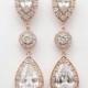 Rose Gold Bridal Earrings Wedding Jewelry Large Cubic Zirconia Teardrop Earrings Bridal Earrings Wedding Earrings