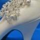 Rhinestone Pearl Shoe Clips, Crystal Bridal Wedding Shoe Clips, Set of 2