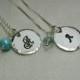 Monogram Bridesmaid Necklace - Set of 4 - Personalized Birthstone Gemstone Bridesmaid Necklace - Wedding Party Jewelry