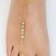 Gold barefoot sandal - beaded foot chain - boho jewelry - bridesmaid jewelry - beach wedding jewelry