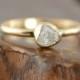 1 Carat Uncut Diamond Engagement Ring, 14k Yellow Gold
