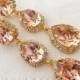 Blush Pink LONG Chandelier earrings, Drop earrings, Dangle earring Silver or Gold Swarovski Estate style Bridal earrings, Bridesmaid gift