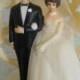 RESERVED FOR ELIZABETH Vintage Wedding Cake Topper Bride And Groom Ivory White 1980s