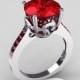 14K White Gold 3.5 Carat Red Rubies Solitaire Wedding Ring R301-14KWGRR