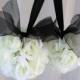 Wedding flower balls pomander Black white Wedding decorations Ceremony Aisle pew markers