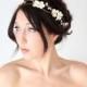 Flower Crown, Ivory Wedding Flower Headband, hair flower, fairy wedding hair, hair accessory, flower girl - ANABELLE - by DeLoop