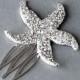 SALE Rhinestone Bridal Hair Comb Crystal Starfish Hair Comb Clip Beach Wedding Jewelry CM031LX