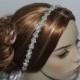 HPH9 Bridal Rhinestone and Swarovski  White.Cream Pearls Ribbon Headbands Bridal Hairpiece Wedding Accessories Ribbon Rhinestone Headband