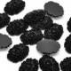 Resin Shiny JET BLACK Rose Bouquet Cameo 18x13mm (3/4"x1/2")  4 pieces cab0103