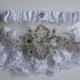 White Lace Wedding Garter Set, Bling Garters, Vintage Style Garter, Gatsby Garter with Pearls & Rhinestones