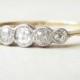 Art Deco Edwardian Five Diamond Eternity Ring, 18k Gold Milgrain Set Diamond Engagement Ring Approx. Size US US 7.5