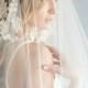 Poppy Veil - Drop Veil - Ivory Lace Appliques Veil - Chapel Veil - Bridal Veil- Folded Mantilla Veil
