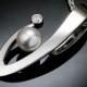 pearl necklace - June birthstone - white sapphire - wedding - contemporary jewelry - Argentium silver - 3418