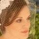 Vintage Blusher Veil or Birdcage veil with alencon lace and pearl accents, wedding veil, champagne birdcage veil - Bristol