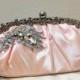 Bridal clutch, pink wedding clutch, Crystal clutch, vintage inspired evening bag, Pink clutch, bridal bag