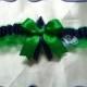 Green Organza Wedding Garter Toss Made with Notre Dame Fabric Green Bow