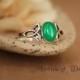 Green Onyx Engagement Ring in Sterling Silver - Celtic Trinity Knot - Right Hand Ring - Sterling Silver Celtic Promise Ring