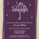 Bridal Shower Invitations, Wedding, Purple Umbrella with Hearts, Set of 10 Printed Cards, FREE Shipping, SHWLL, Shower Her with Love, Plum
