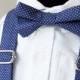 Navy Polka Dot Bow Tie & Suspenders Set -  Blue Pin Dot - Baby Toddler Child Boys - Wedding