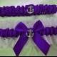 Wedding Garter SET , beautiful  purple and white or ivory Nautical themed garter set