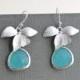 SALE, Aqua blue orchid earrings, Flower earrings, Silver earrings,Wedding earrings,Bridal jewelry,Clip earrings,Bead earrings,Christmas gift