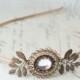 Copper crystal jewel headband bridal art nouveau wedding head piece vintage style