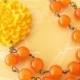 Flower Necklace Orange Jewelry Yellow Necklace Bridesmaid Jewelry Orange Necklace Double Strand Beadwork