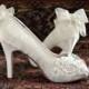 Wedding Shoes - Lace Wedding Shoes - Peep Toe Heels, Wedding Shoes - Women's Bridal Shoes PBT-0384B
