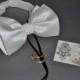 White and Black Bow Tie Ring Bearer Dog Collar for Wedding