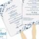Diy Wedding Fan Program Template - DOWNLOAD Instantly - EDITABLE TEXT - Chic Bouquet (Navy) 5 x 7 - Microsoft® Word Format