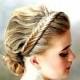 fishtail herringbone hair braided headband elastic headband braid plait wedding bridal hairband women hair accessory hairpiece diadem